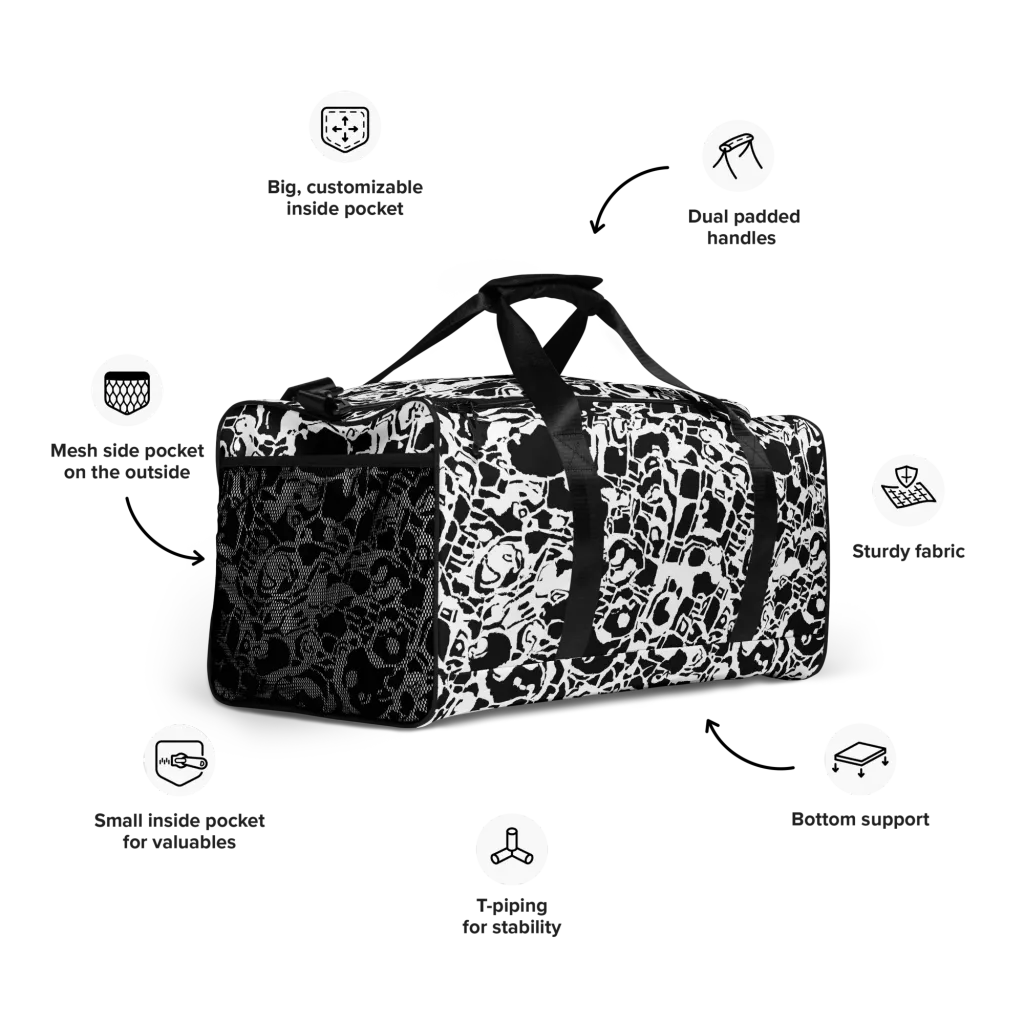 Inkblot Circuit on Duffle Bag — Right Front