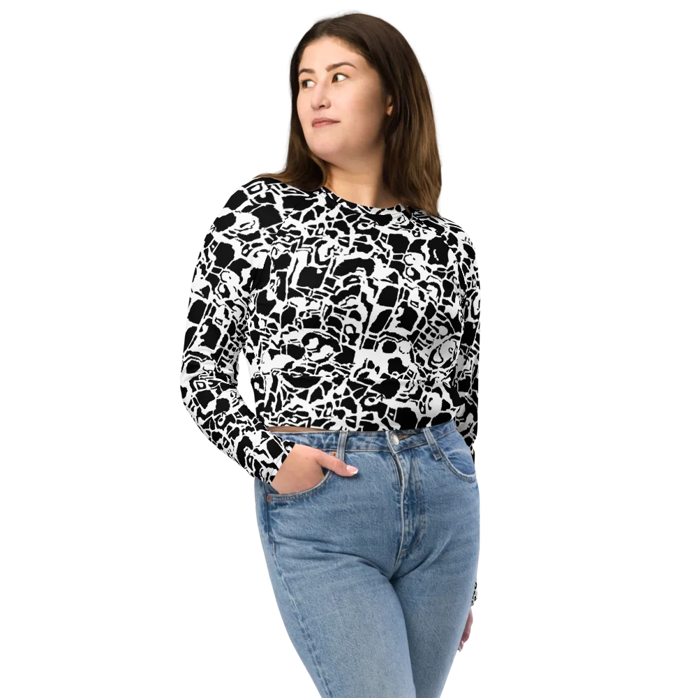 Inkblot Circuit on Long Sleeve Crop Top — Front