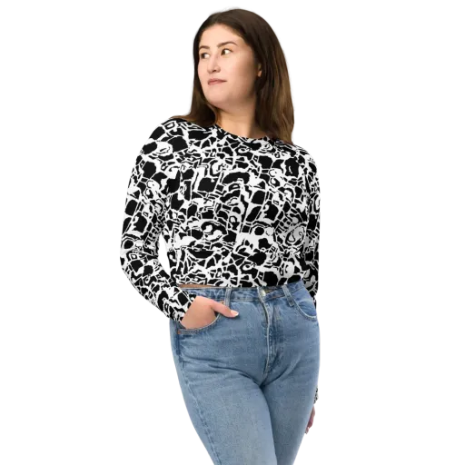 Inkblot Circuit on a Long Sleeve Crop Top
