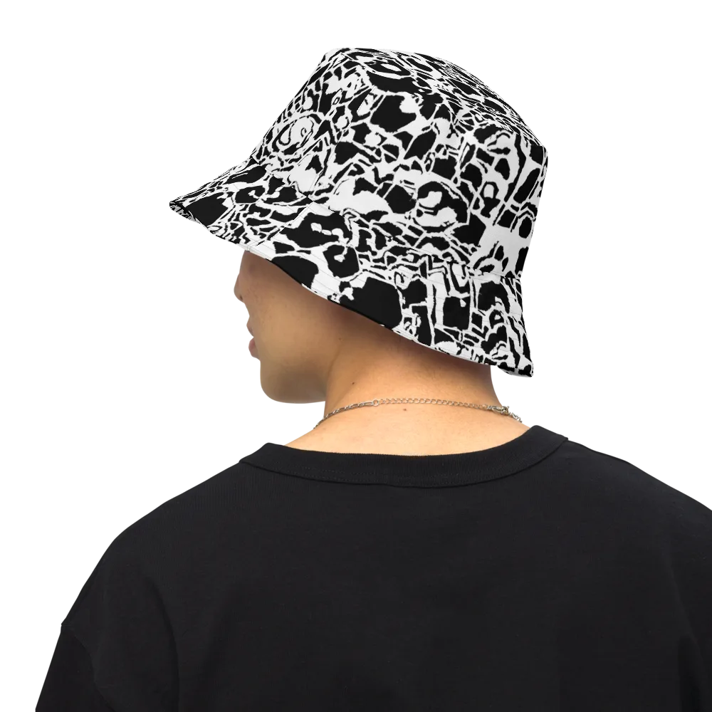 Inkblot Circuit on Reversible Bucket Hat — Back Inside