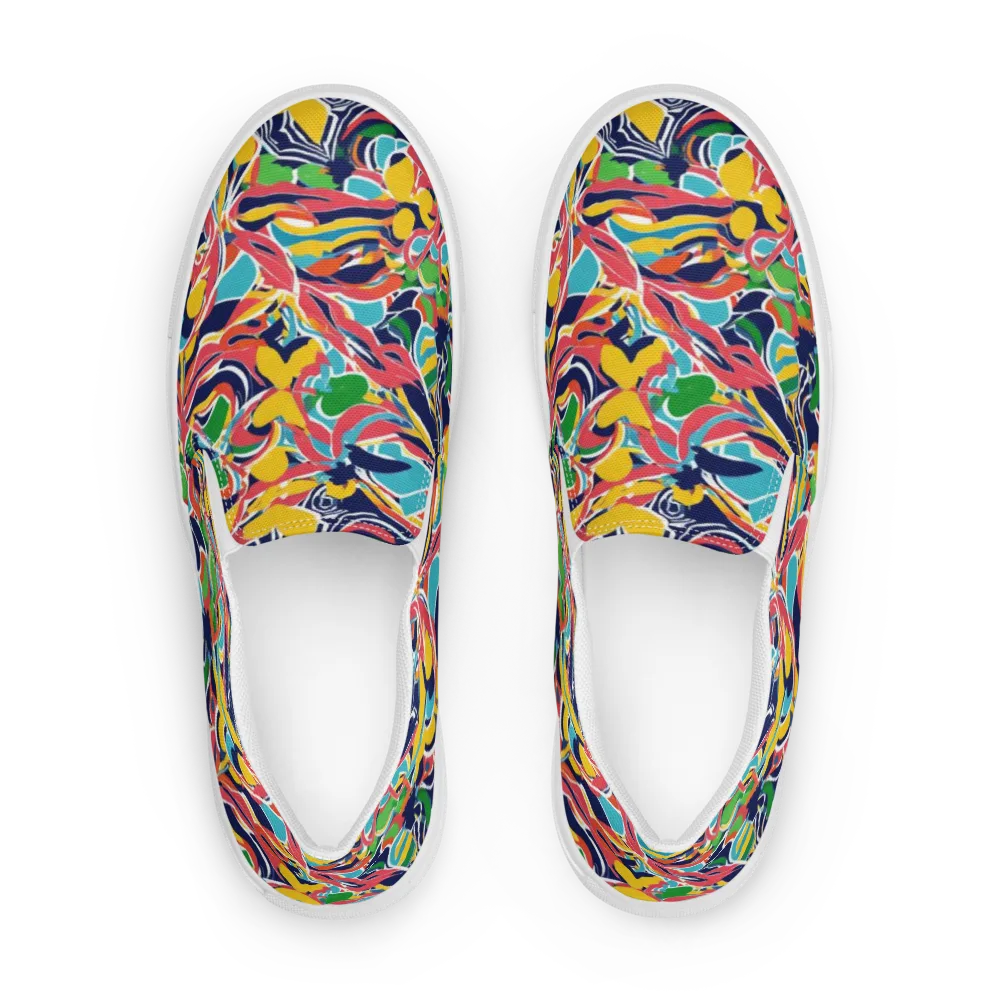Painted Tropics on Men's Slip-On Canvas Shoes — Front