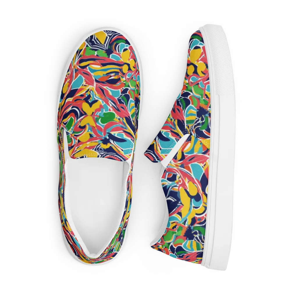 Painted Tropics on Men's Slip-On Canvas Shoes — Front