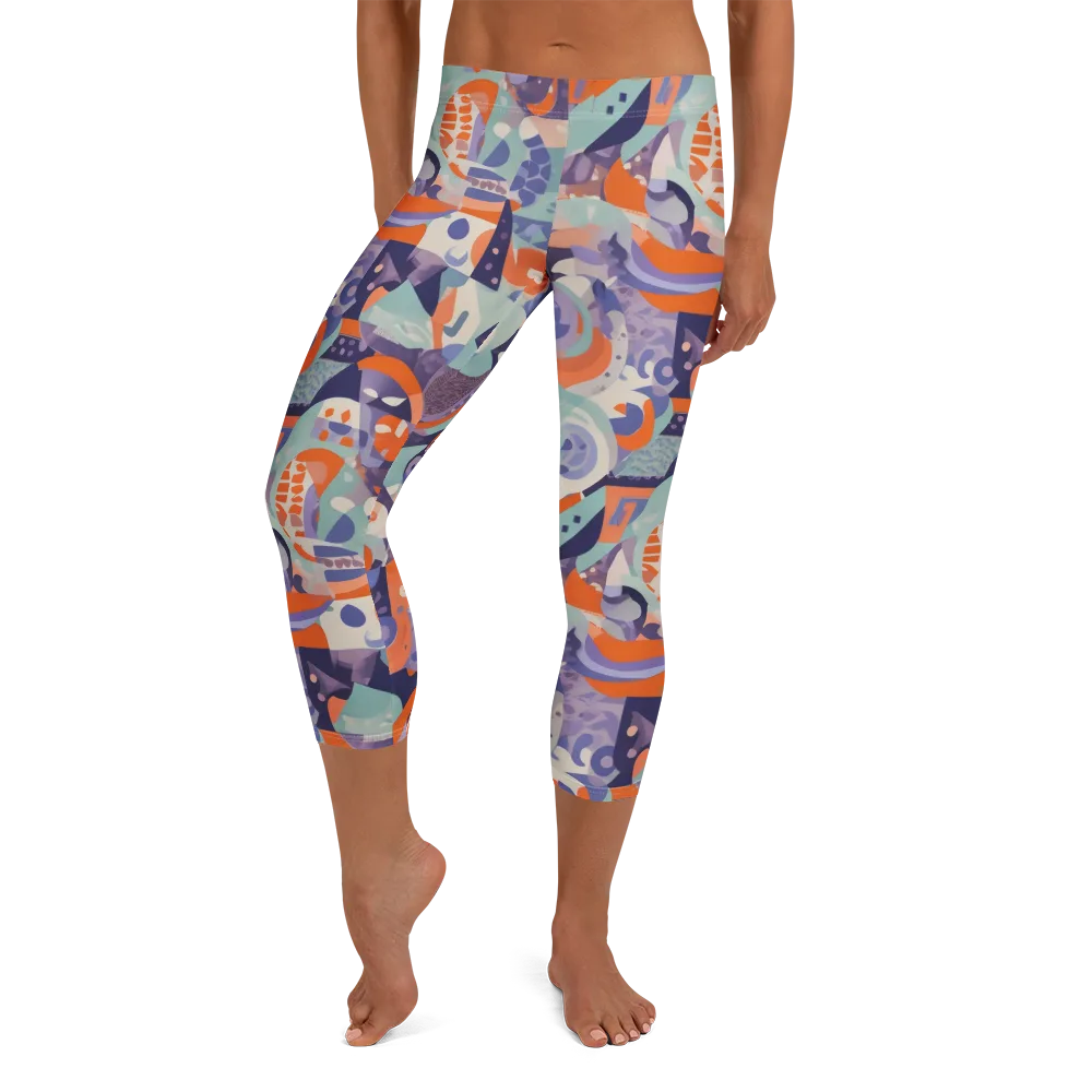 Tangerine Rapture on Capri Leggings — Front