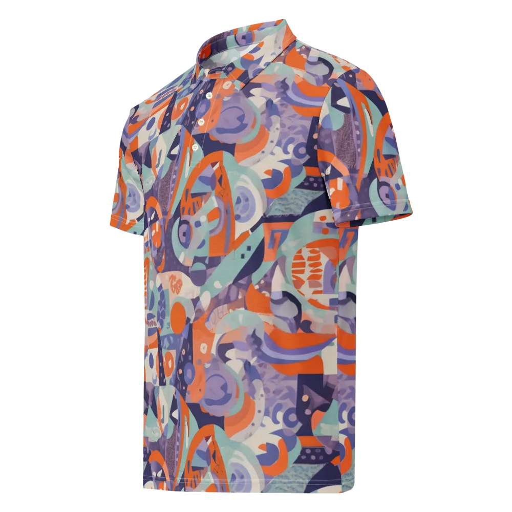 Tangerine Rapture on Men's Slim Fit Polo Shirt — Left Front