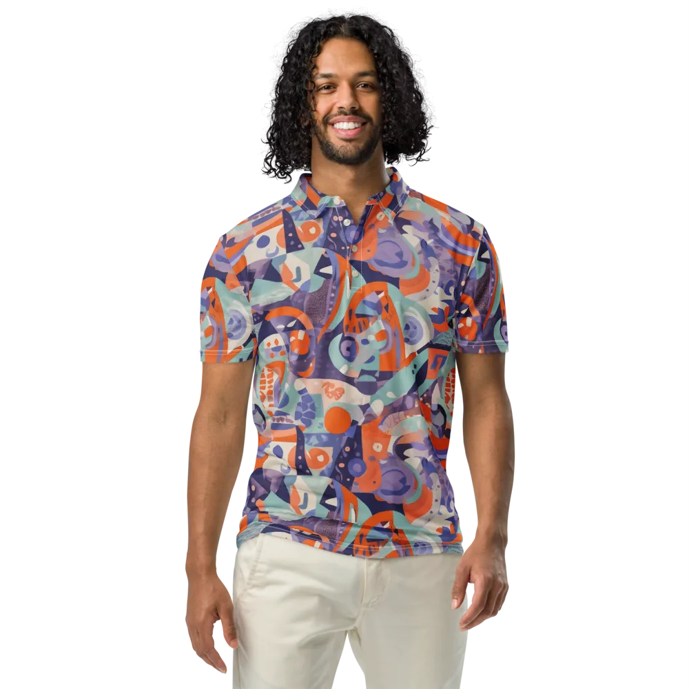 Tangerine Rapture on Men's Slim Fit Polo Shirt — Front