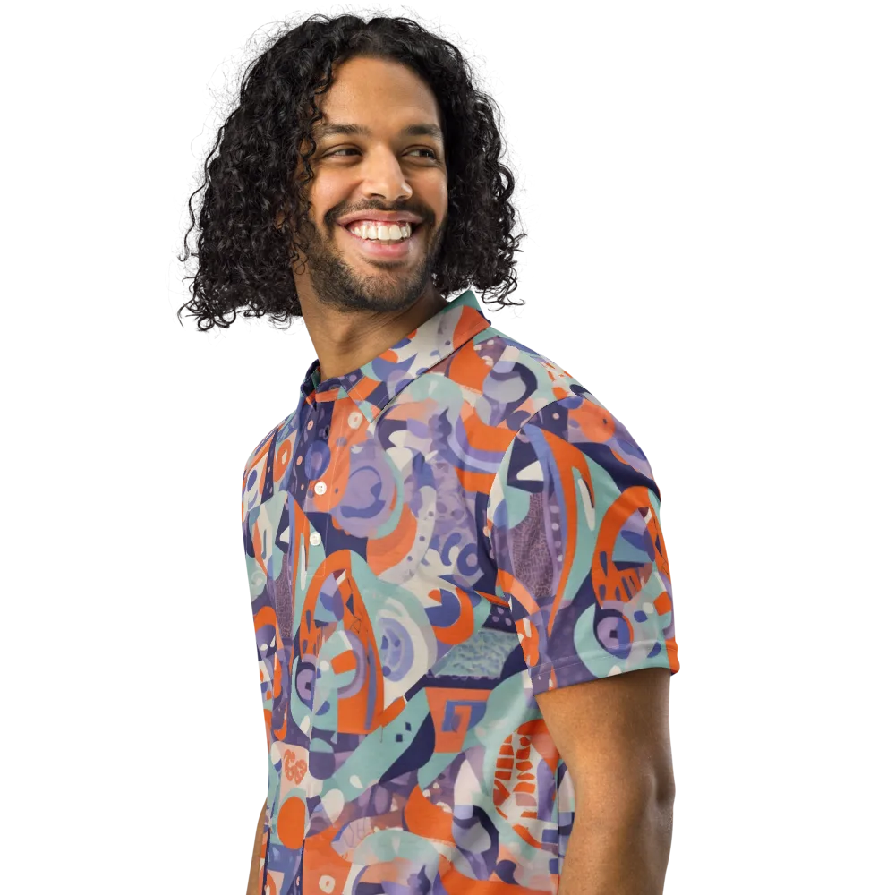 Tangerine Rapture on Men's Slim Fit Polo Shirt — Left Front