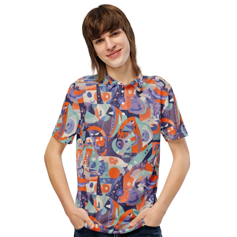 Tangerine Rapture on Men's Slim Fit Polo Shirt — Front