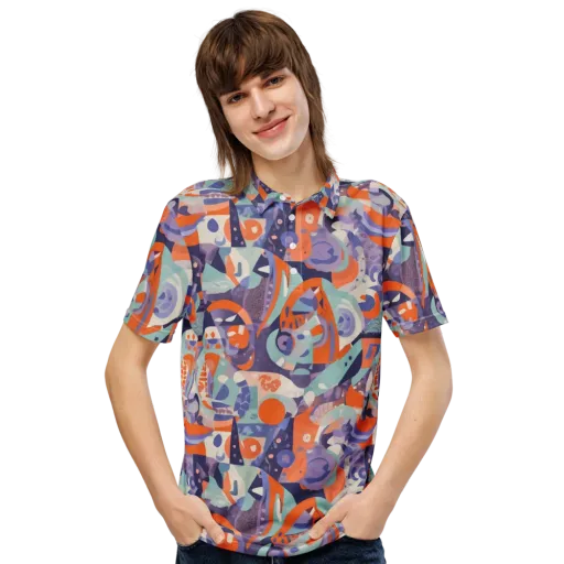 Tangerine Rapture on a Men's Slim Fit Polo Shirt
