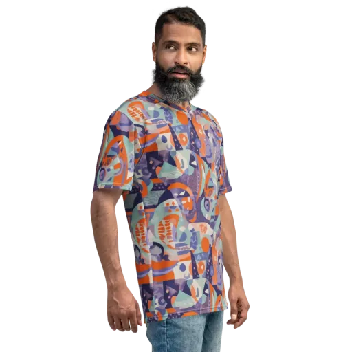 Tangerine Rapture on a Men's Crew Neck T-Shirt