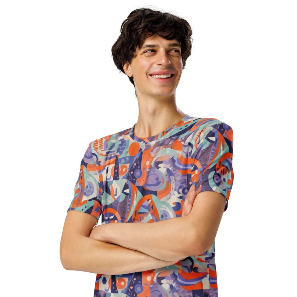 Tangerine Rapture on Men's Crew Neck T-Shirt — Left Front