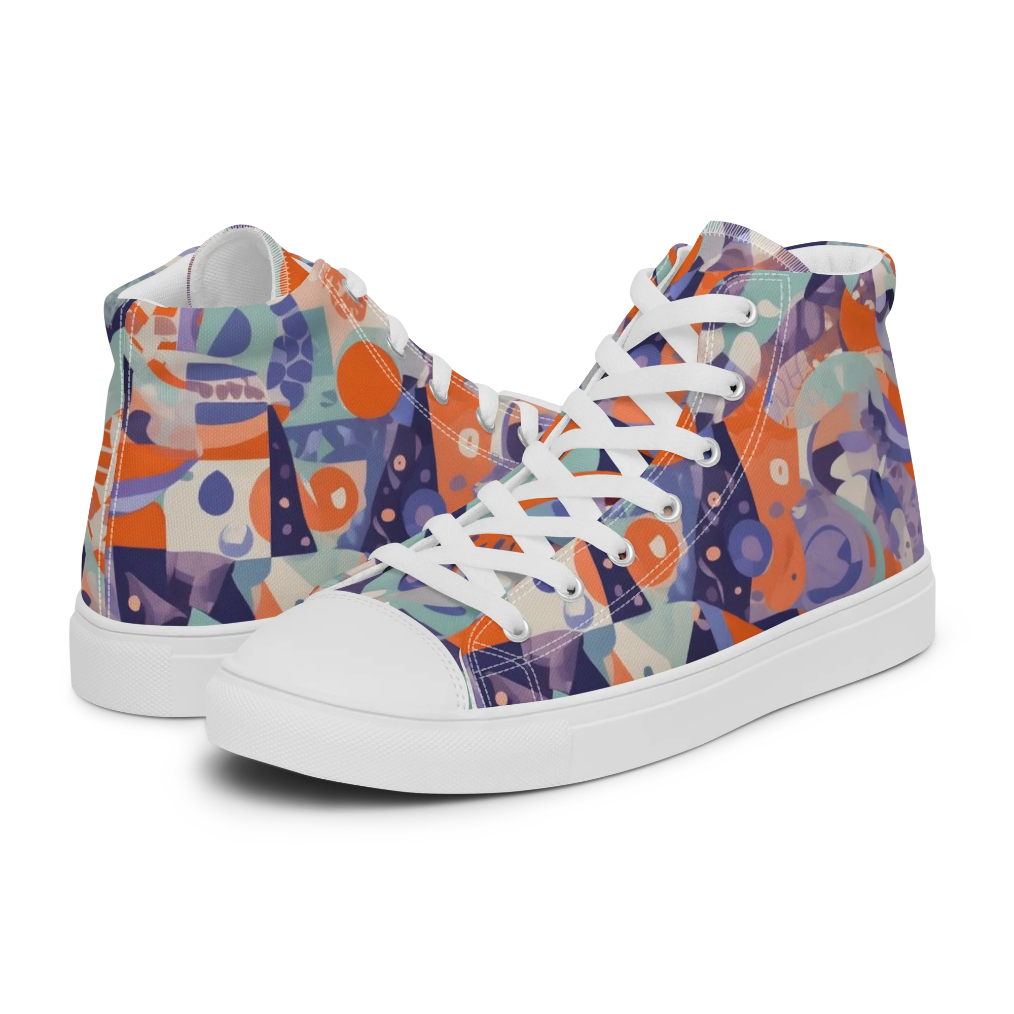 Tangerine Rapture on Men's High Top Canvas Shoes — Left