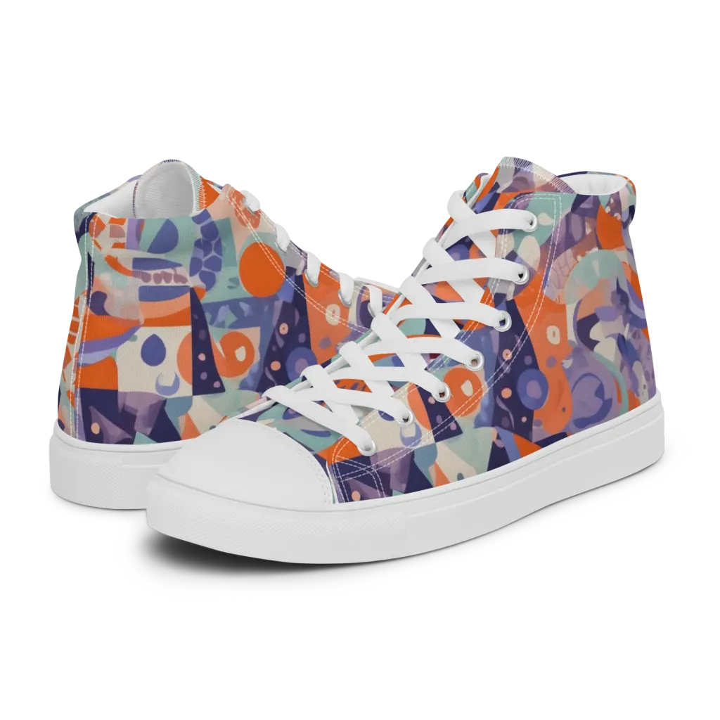 Tangerine Rapture on Men's High Top Canvas Shoes — Left