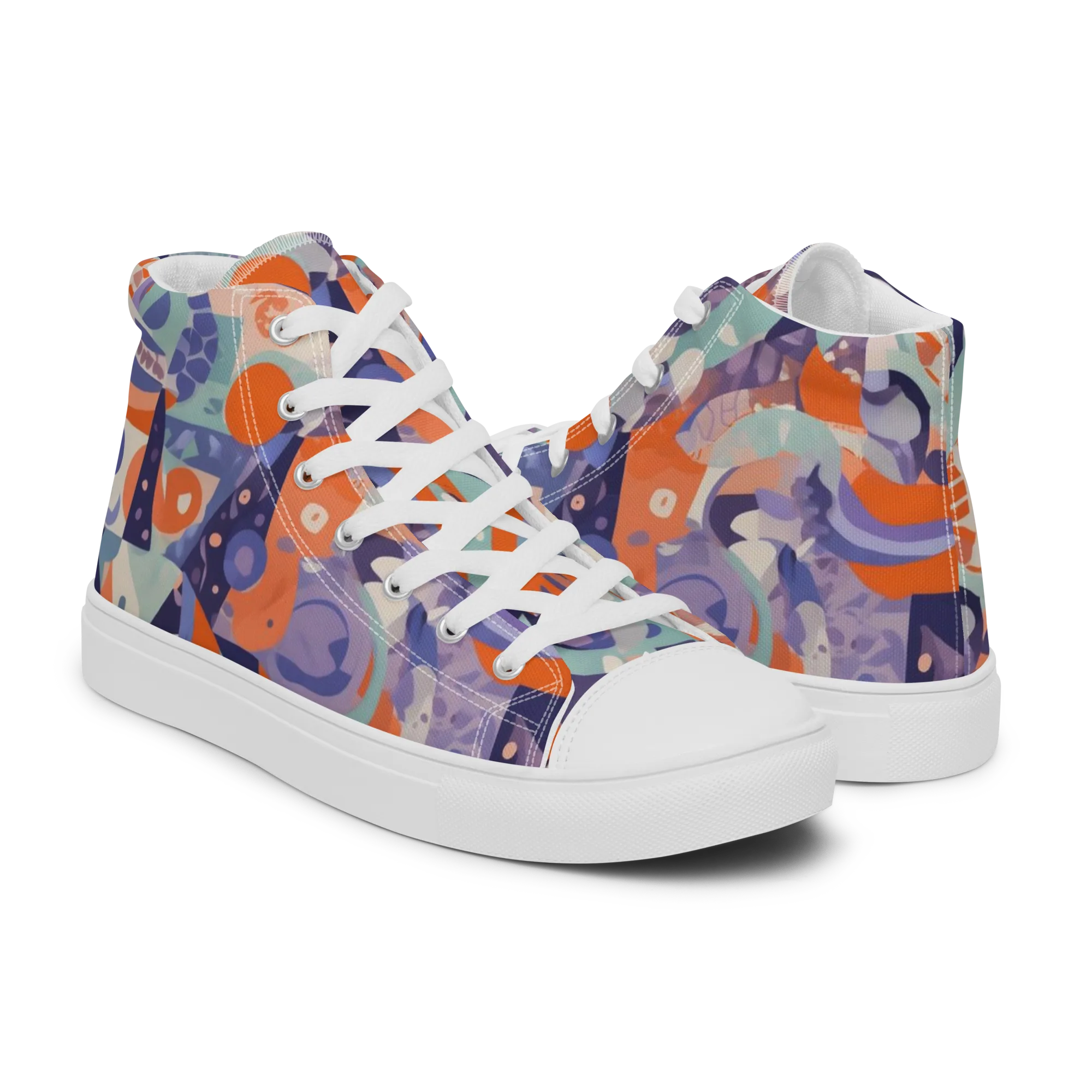 Tangerine Rapture on Men's High Top Canvas Shoes — Right