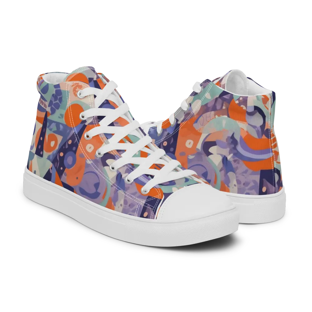 Tangerine Rapture on Men's High Top Canvas Shoes — Right