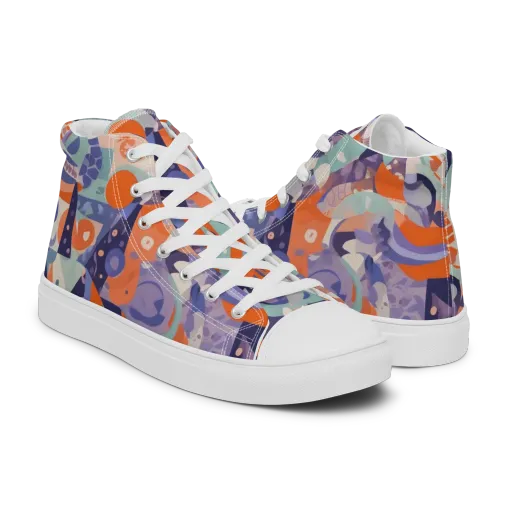 Tangerine Rapture on a Men's High Top Canvas Shoes