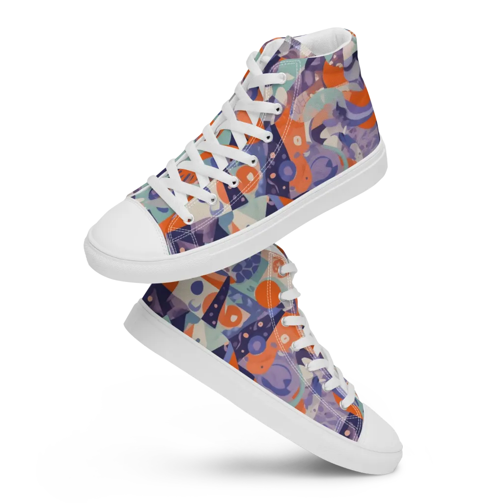 Tangerine Rapture on Men's High Top Canvas Shoes — Front