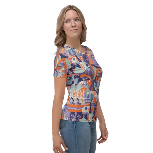 Tangerine Rapture on a Women's Crew Neck T-Shirt