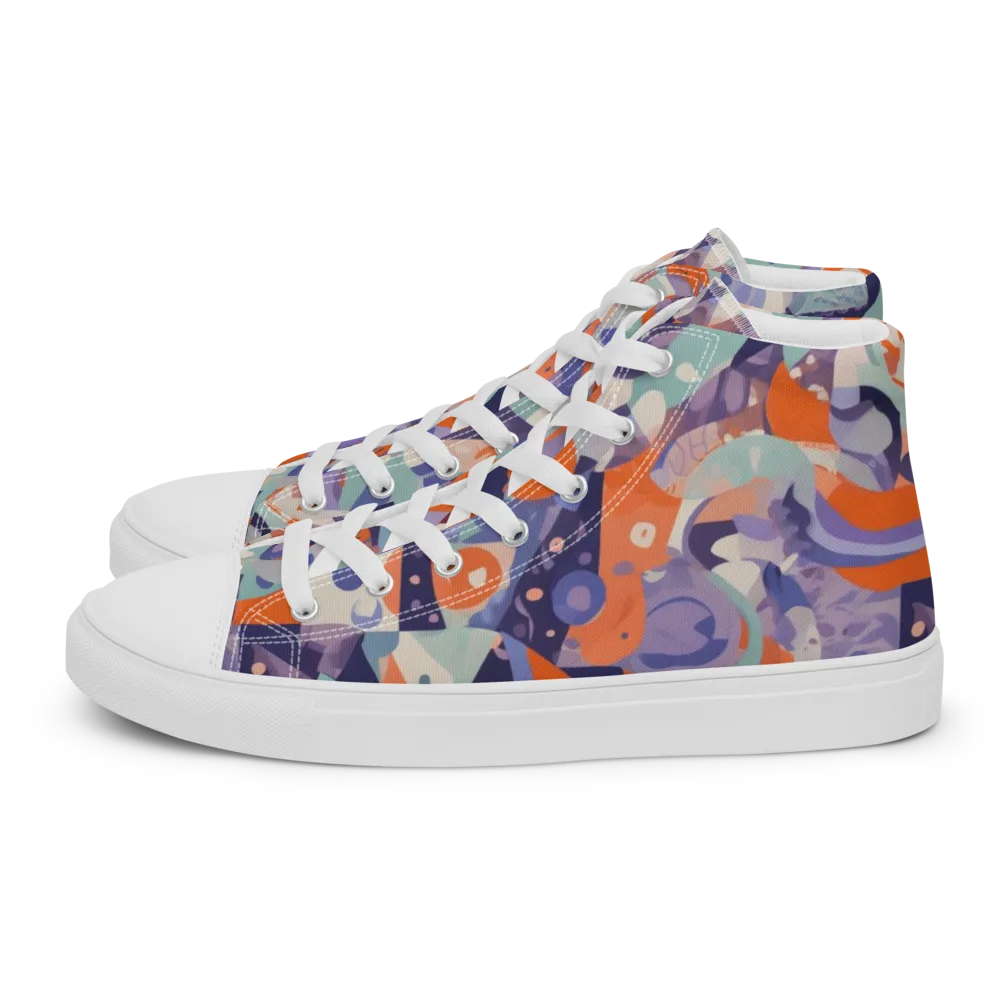 Tangerine Rapture on Women's High Top Canvas Shoes — Left