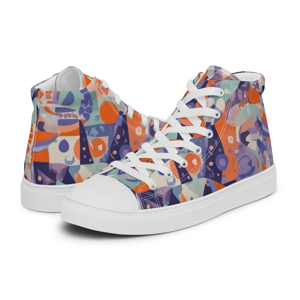 Tangerine Rapture on Women's High Top Canvas Shoes — Left