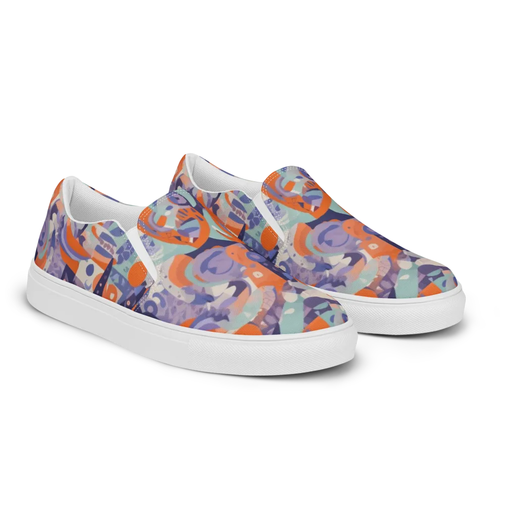 Tangerine Rapture on Men's Slip-On Canvas Shoes — Right Front