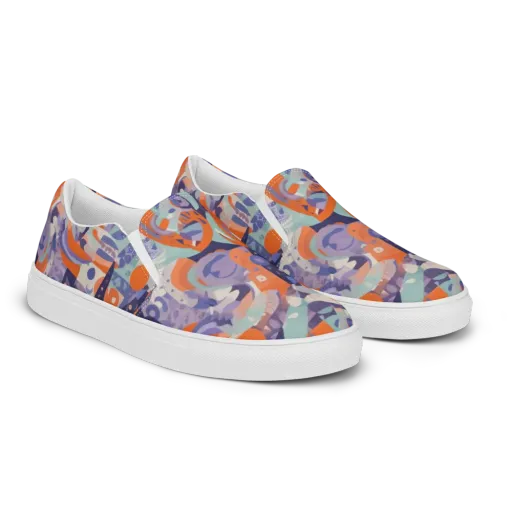 Tangerine Rapture on a Men's Slip-On Canvas Shoes