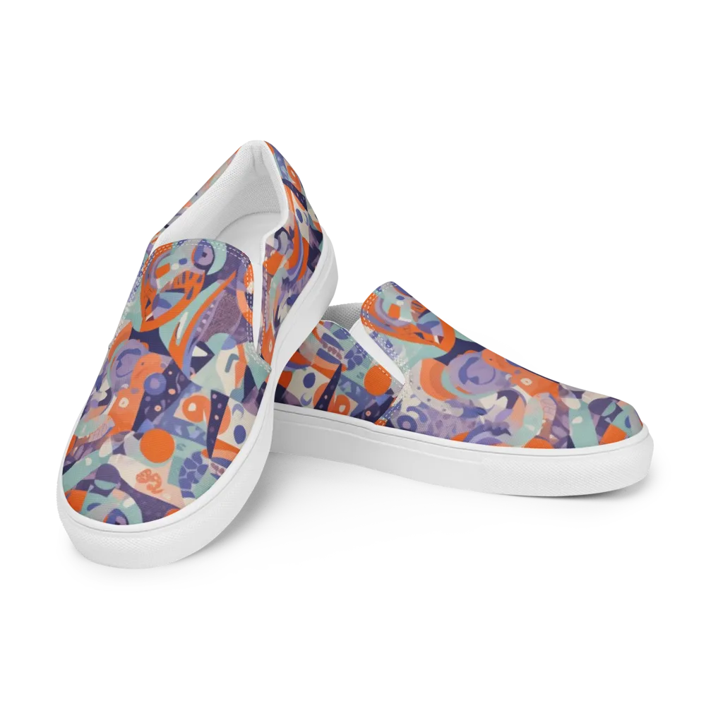 Tangerine Rapture on Men's Slip-On Canvas Shoes — Left Front