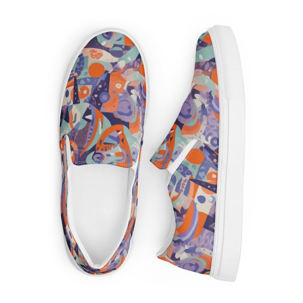 Tangerine Rapture on Men's Slip-On Canvas Shoes — Front