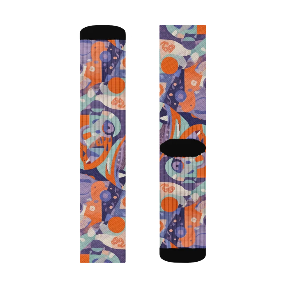 Tangerine Rapture on Socks — Right Sock