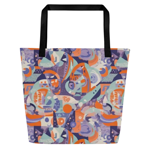 Tangerine Rapture on a Large Tote Bag W/ Pocket