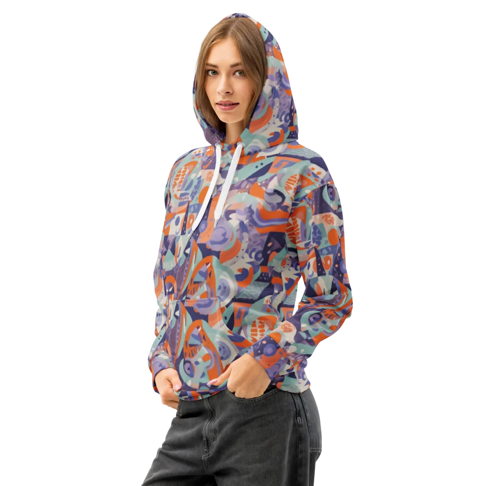 Tangerine Rapture on Cotton Hoodie — Left Front