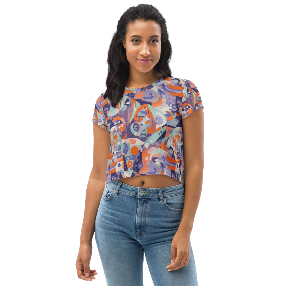 Tangerine Rapture on Crop Tee — Front