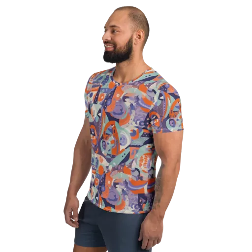 Tangerine Rapture on a Men's Athletic T-Shirt
