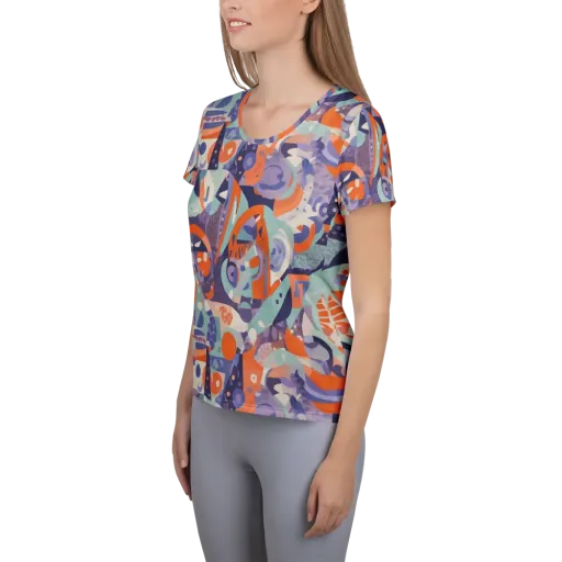 Tangerine Rapture on a Women's Athletic T-Shirt