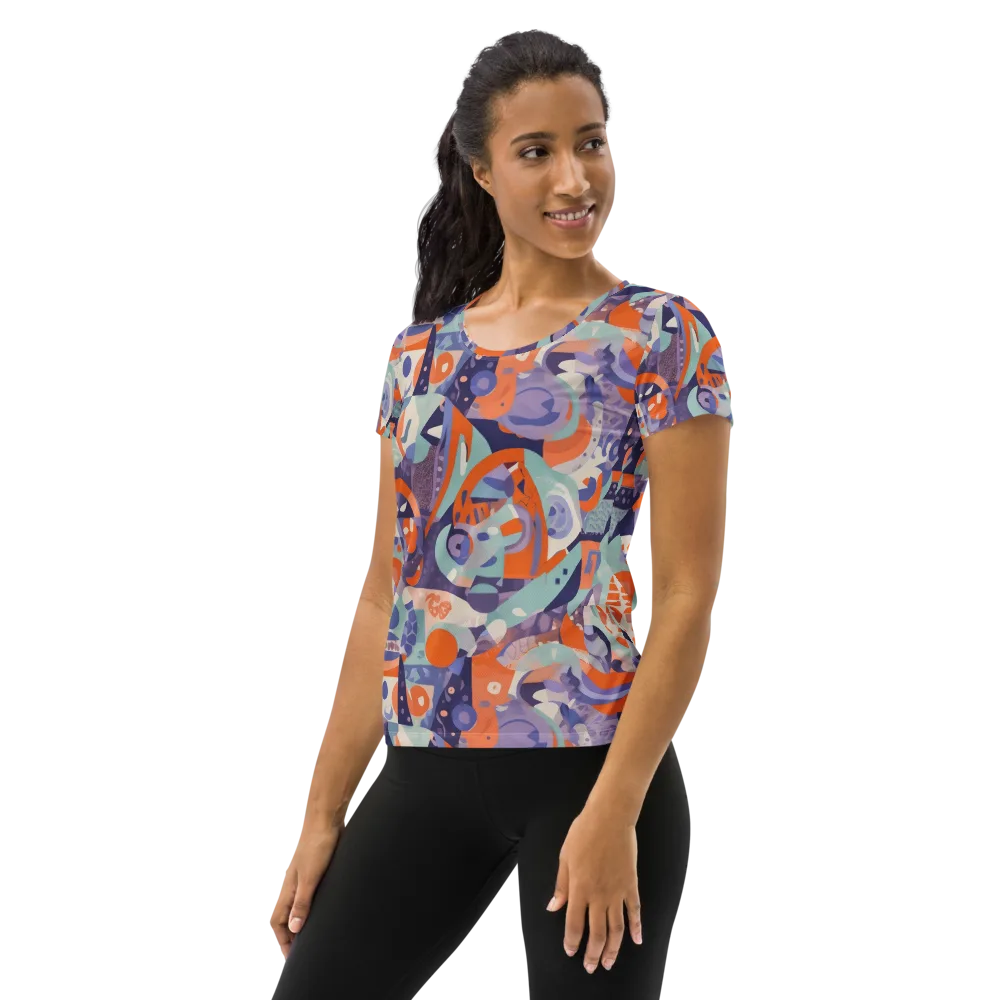 Tangerine Rapture on Women's Athletic T-Shirt — Left