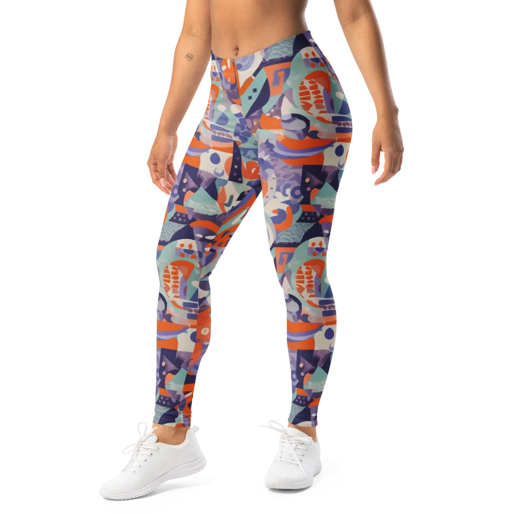 Tangerine Rapture on Leggings — Left Front