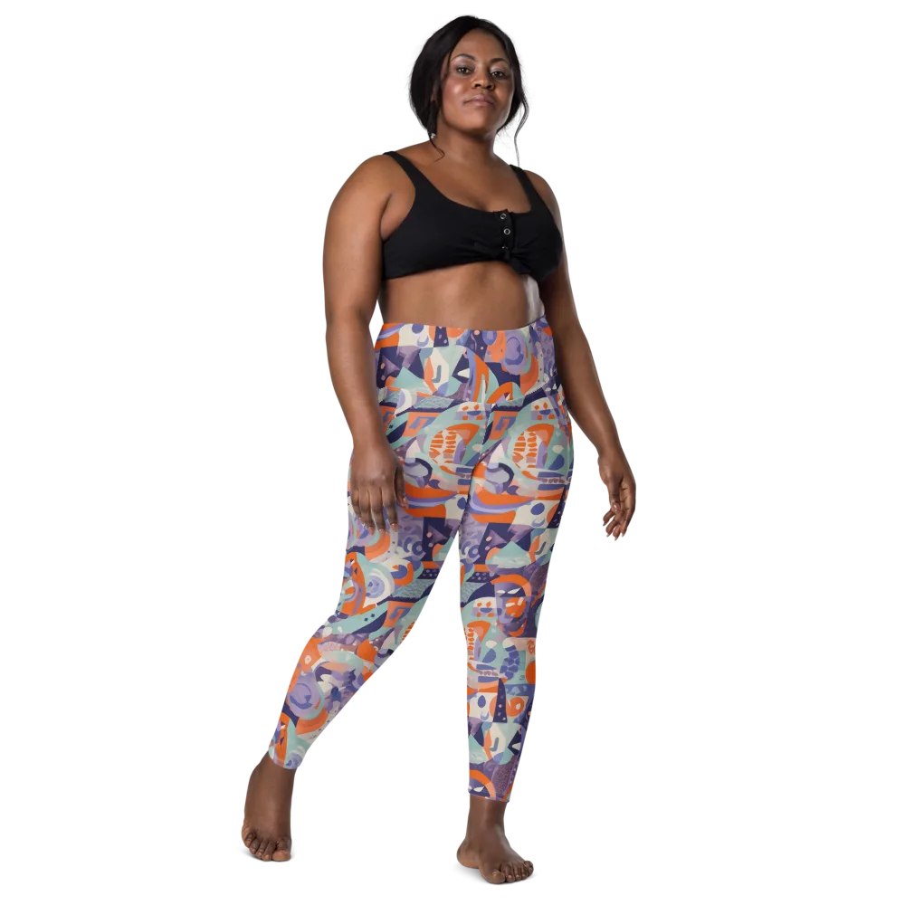 Tangerine Rapture on Leggings with Pockets — Front