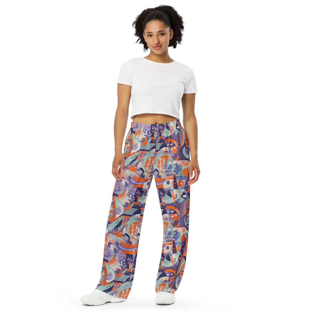 Tangerine Rapture on Wide-Leg Pants — Front
