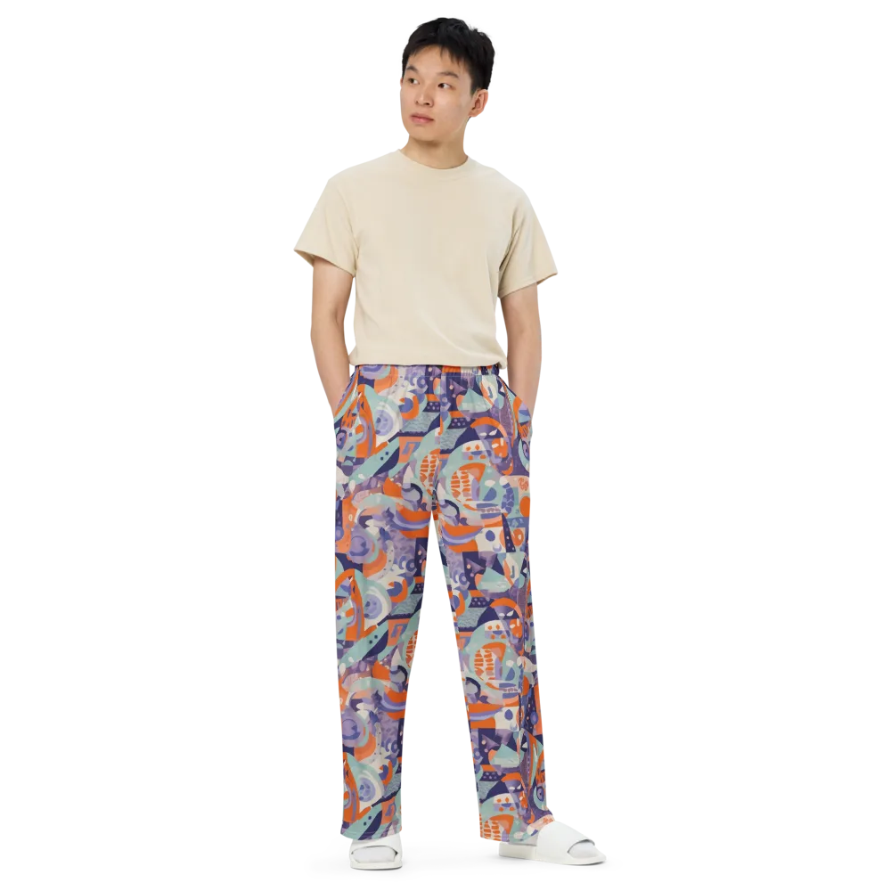Tangerine Rapture on Wide-Leg Pants — Front