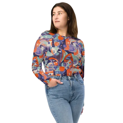 Tangerine Rapture on a Long Sleeve Crop Top