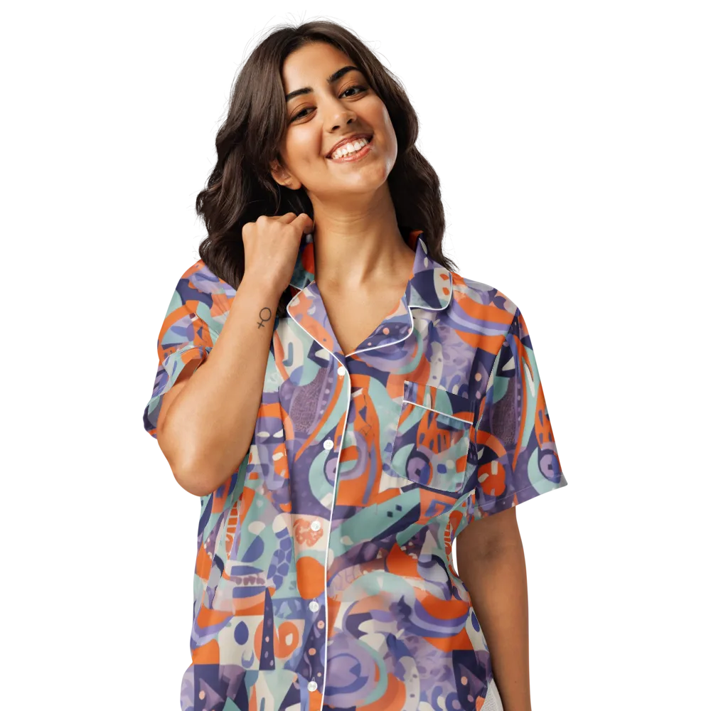 Tangerine Rapture on Women's Short Sleeve Pajama Top — Front