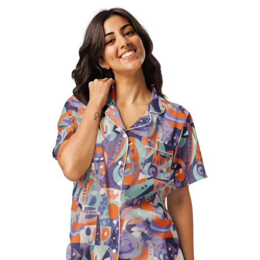 Tangerine Rapture on a Women's Short Sleeve Pajama Top