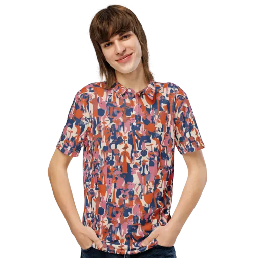 Coral Commute on a Men's Slim Fit Polo Shirt