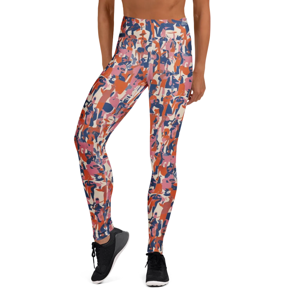 Coral Commute on Yoga Leggings — Front