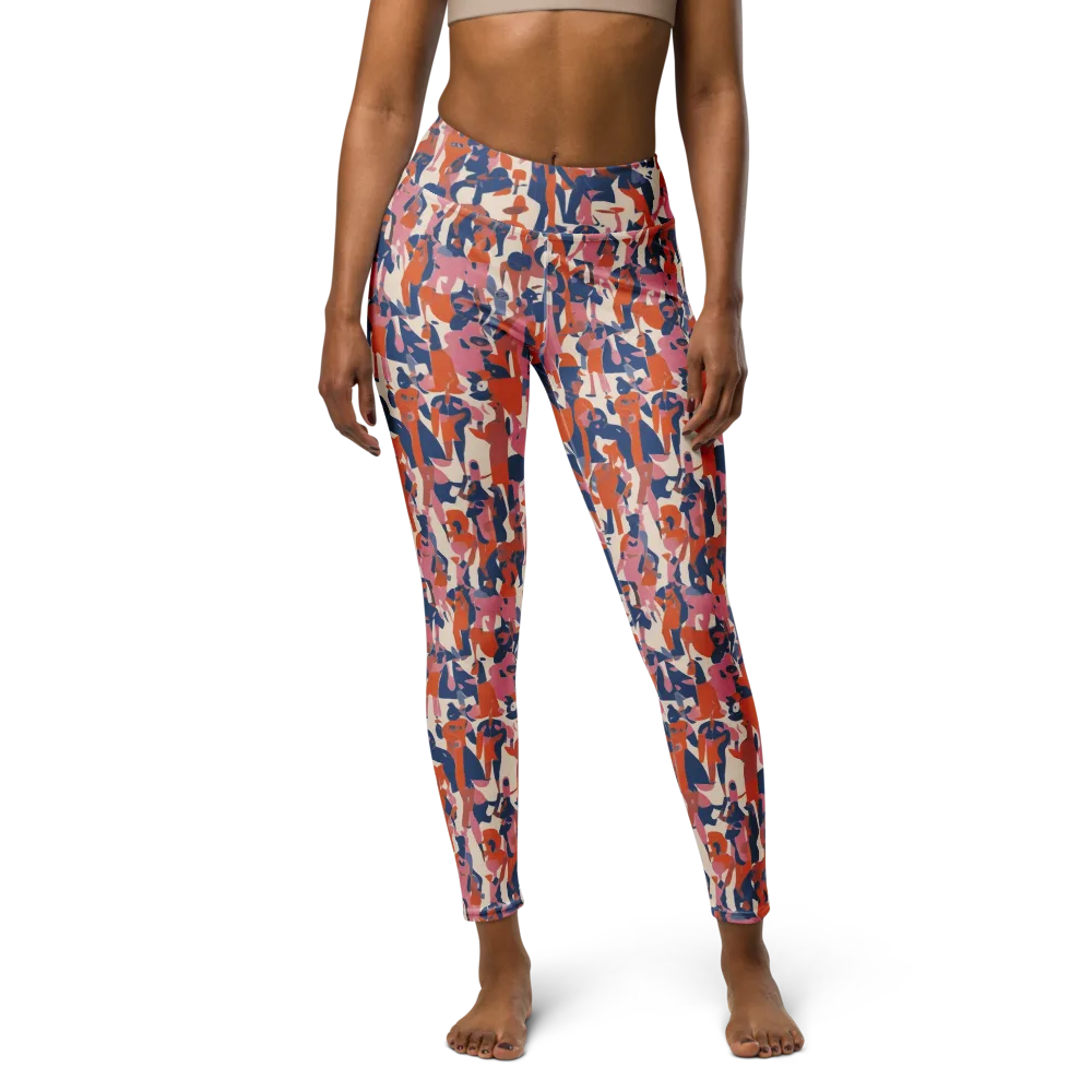 Coral Commute on Yoga Leggings — Front