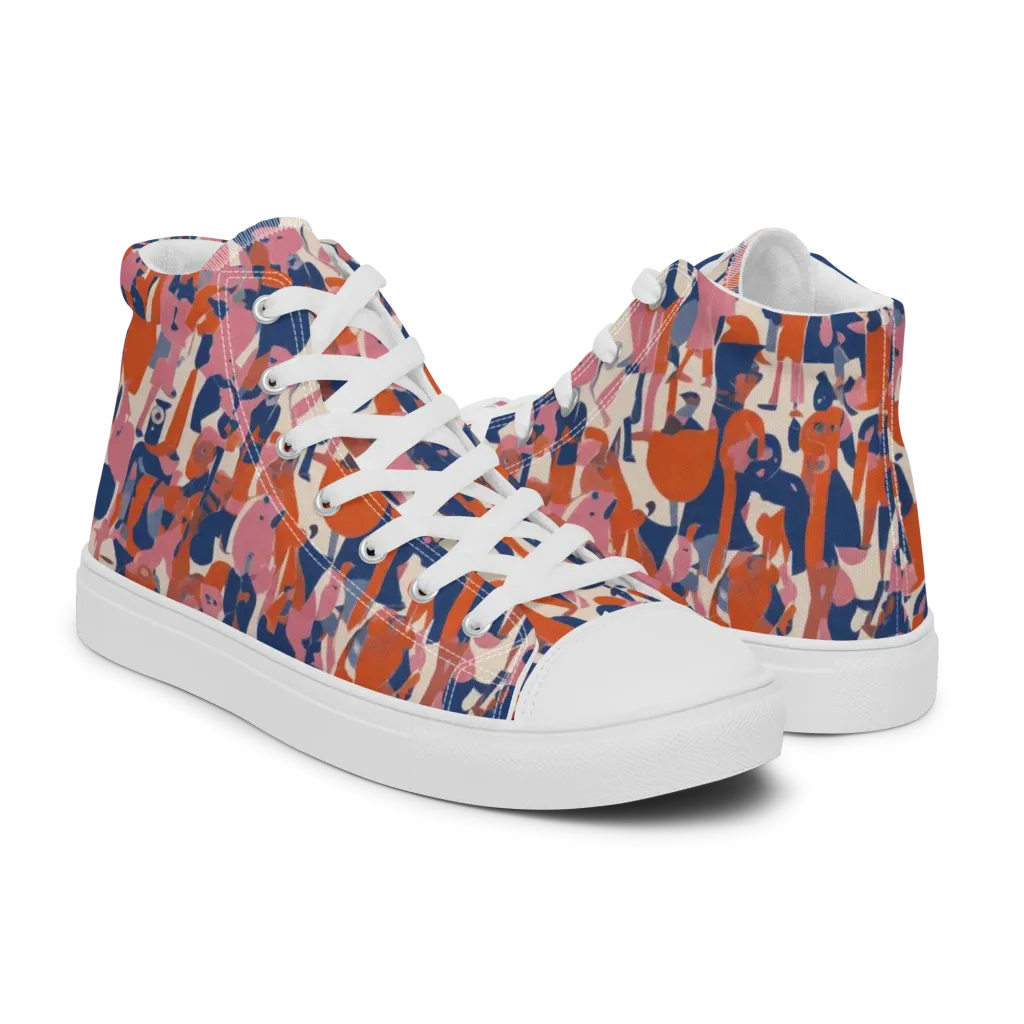 Coral Commute on Men's High Top Canvas Shoes — Right