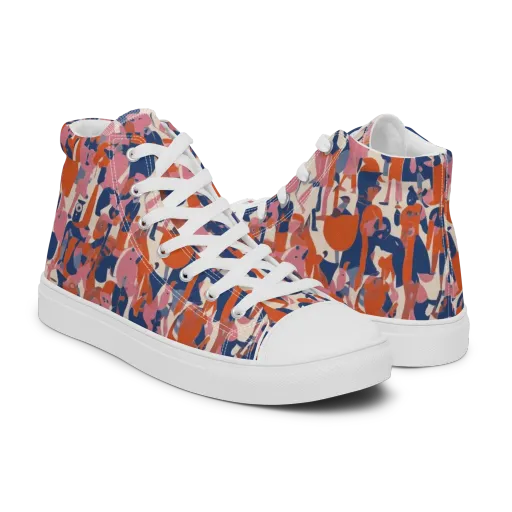 Coral Commute on a Men's High Top Canvas Shoes