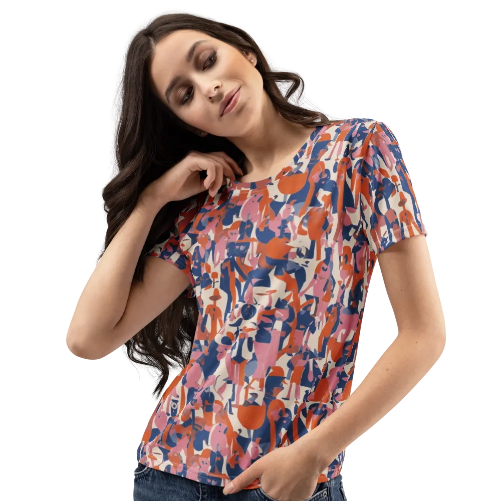 Coral Commute on Women's Crew Neck T-Shirt — Left Front
