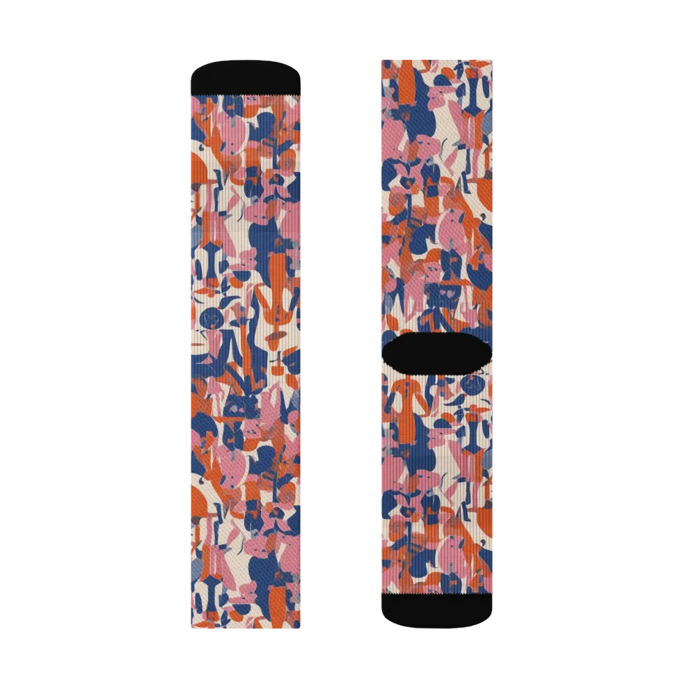Coral Commute on Socks — Left Sock