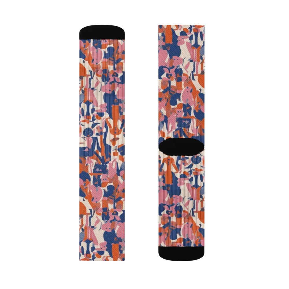 Coral Commute on Socks — Right Sock
