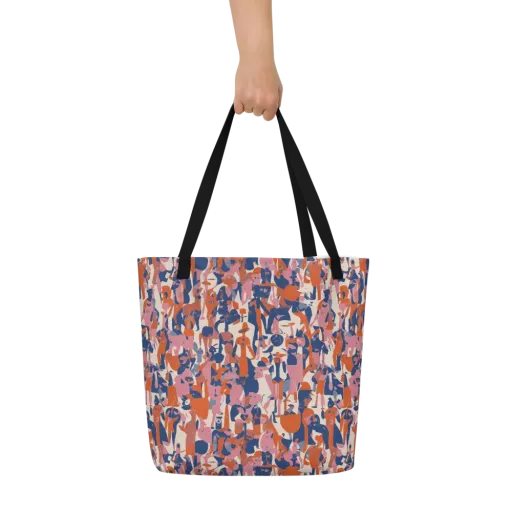 Coral Commute on a Large Tote Bag W/ Pocket